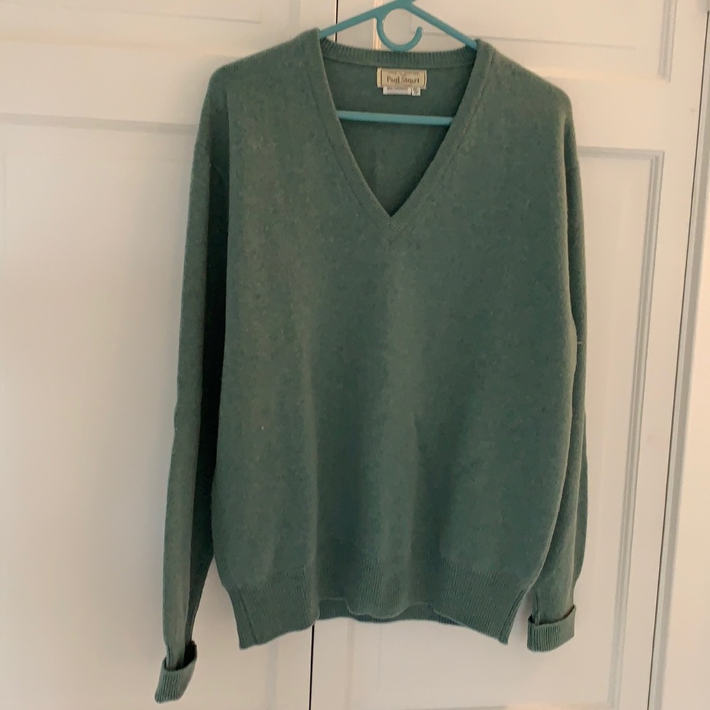 Sea green v neck cashmere pullover